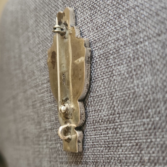 Stunning Native American Zuni Vintage Madeline Beyuka Gemstone Pin/Pendant 💙♥️ - Picture 6 of 11